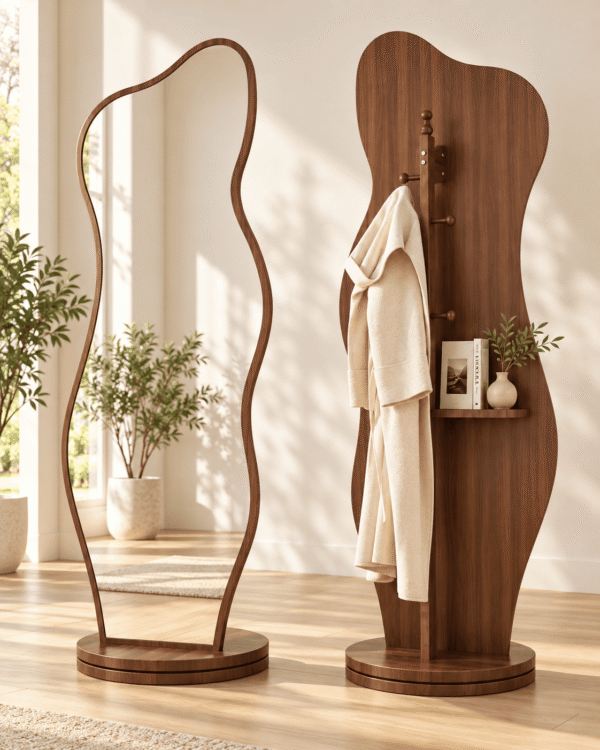 Set miroir + portemanteau ondulés