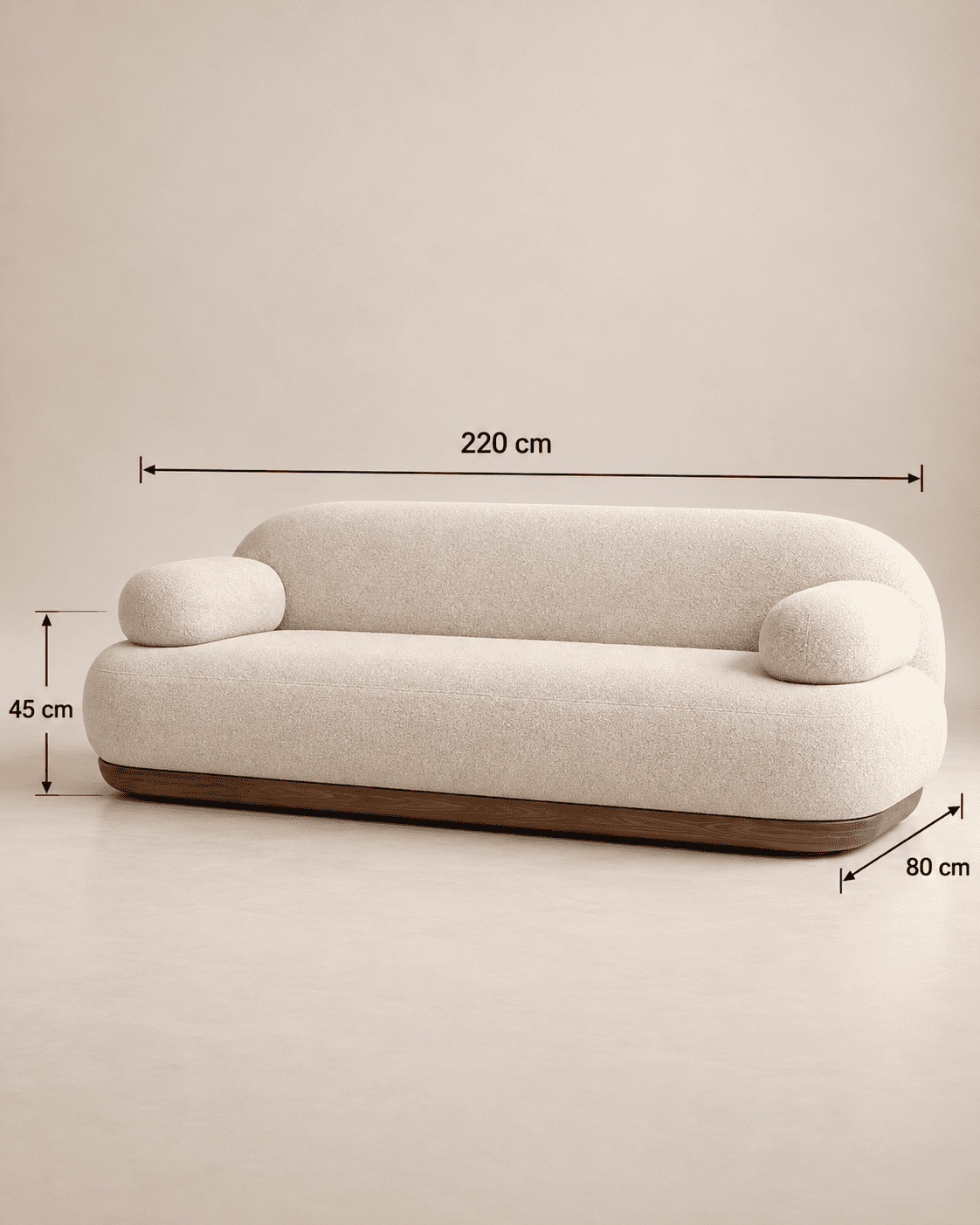 Canapé arrondi sur socle bois – Image 4