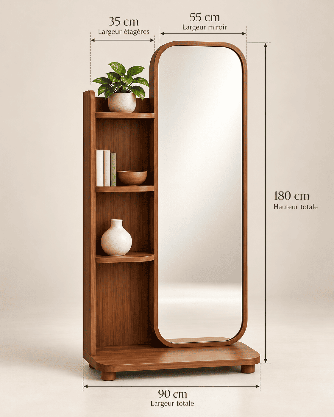 Miroir avec étagères latérales – Image 4