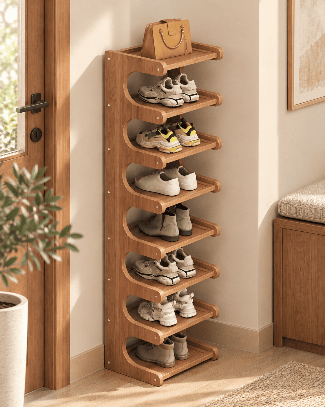 Étagère à chaussures courbée – modèle haut