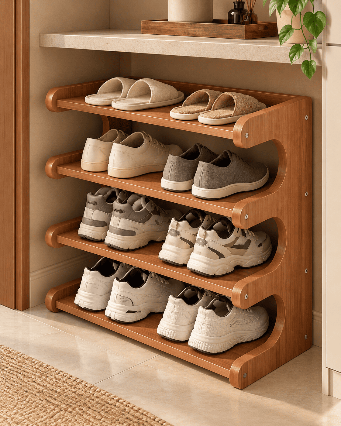 Étagère à chaussures courbée – modèle bas